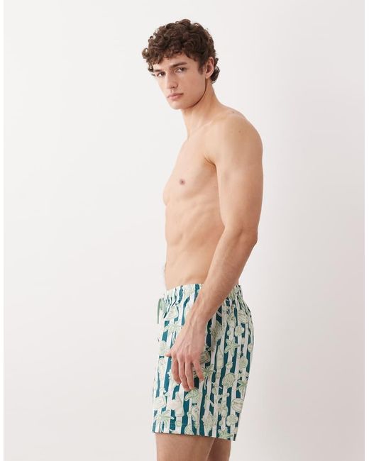 Jack & Jones Green Shell Print Swim Shorts for men