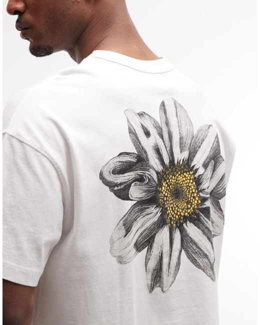 AllSaints Gray Petals Short Sleeve Graphic Logo T-shirt With Back Print for men