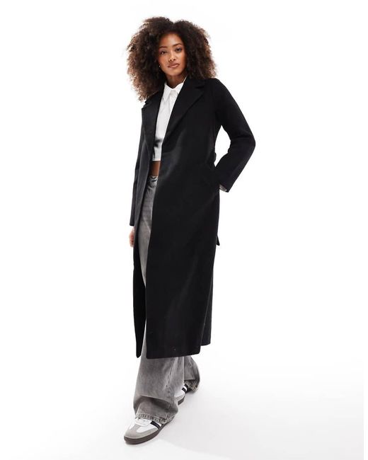 Abrigo Largo Con Cinturón De Vero Moda de color Black