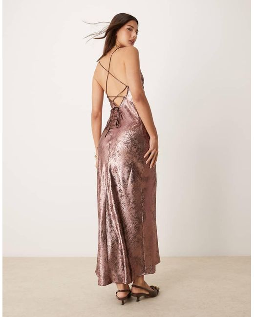 Miss Selfridge White Metallic Maxi Slip Dress