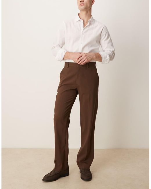 Pantalones De Vestir Marrones De Pernera Recta De ASOS de hombre de color Natural