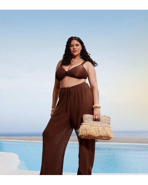 South Beach Gebreide Strandbroek in het Brown