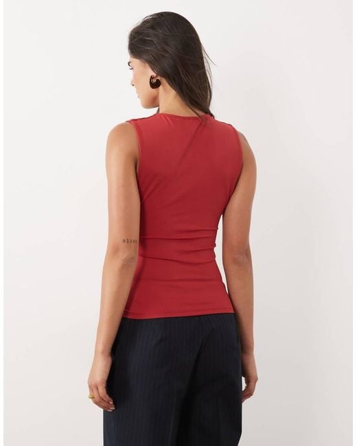 ASOS Red Polyamide Scouped Neck Top