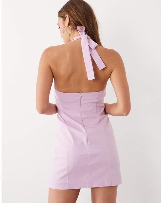 Mango Pink Starring Hailey Bieber Halterneck Mini Dress