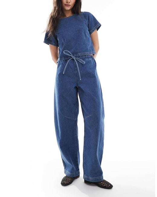 ASOS Blue – barrel-jeans aus leichtem denim