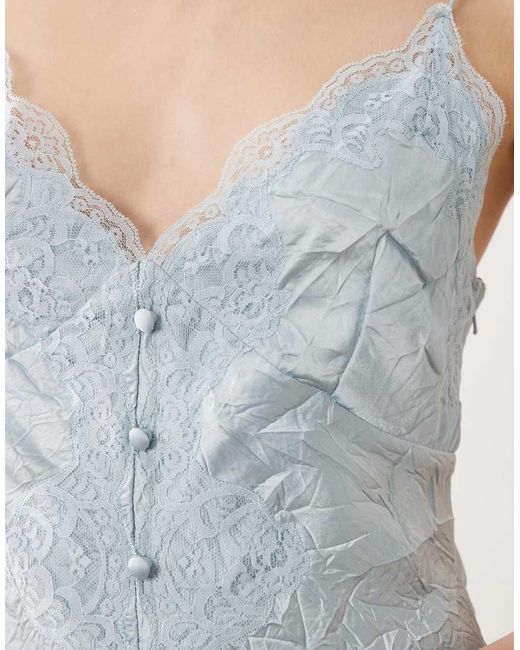 ASOS White Lace Detail Button Down Front Slip Maxi Dress