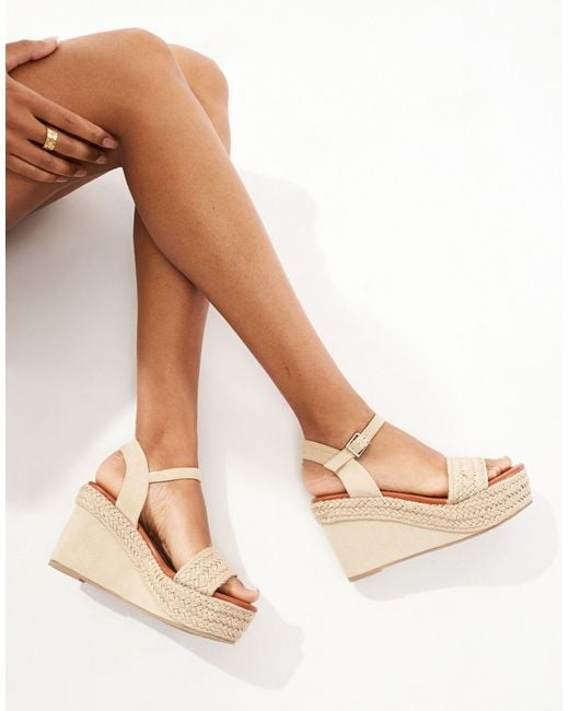 Truffle Collection Natural Jute Wedge Heeled Sandals