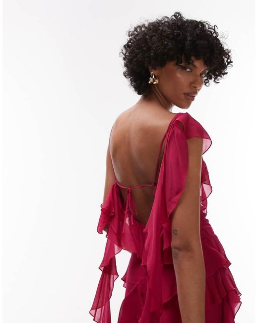 & Other Stories Maxi Slip Dress With Tiered Ruffle Detail And Low Tie Back