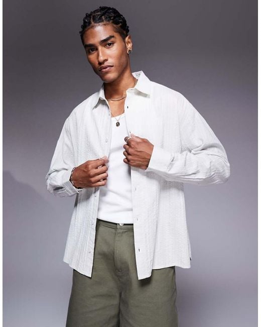 ASOS Gray Oversized Shirt With Curved Split Hem for men