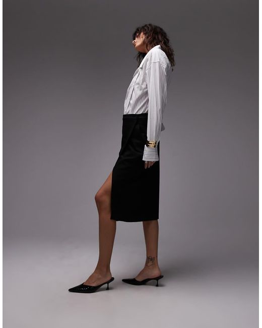 ASOS Black Awkward Length Wrap Skirt