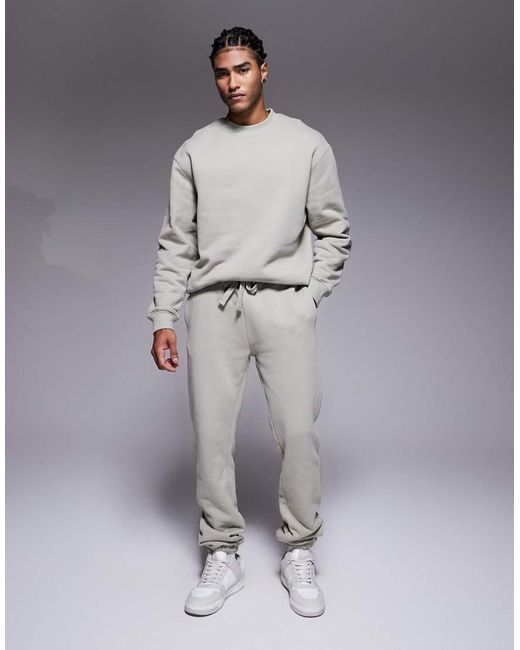 ASOS Gray Co-ord Premium Heavyweight Oversized Sweatshirt 400gsms for men
