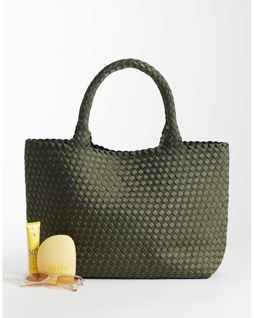 ASOS Green Satin Weave Jumbo Tote Bag