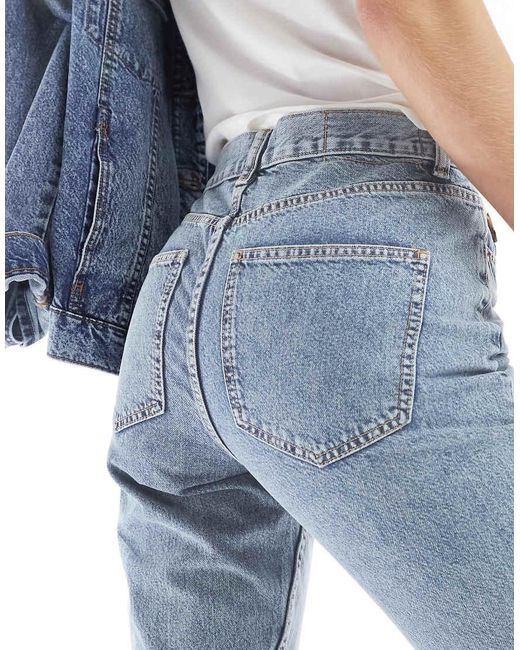 Vaqueros De Corte Recto Y Talle Medio De Asos Design Tall ASOS de color Blue