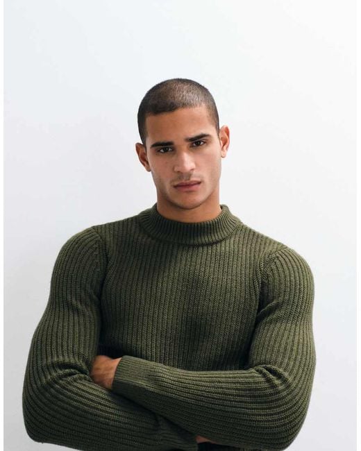 Blend Green Chunky Knit Jumper for men