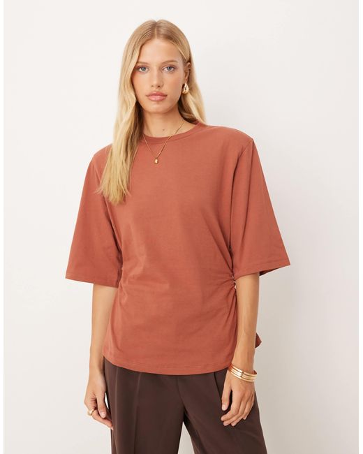 ASOS Red Cinched Shoulder Pad Tee
