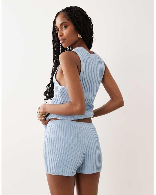 ASOS White Knitted Pleated Short Co-ord