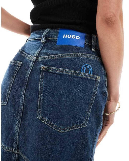 HUGO Blue Denim Midi Skirt