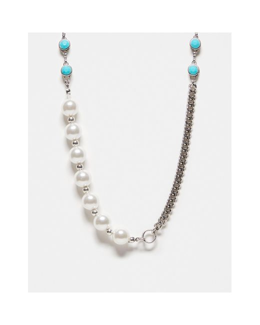 Collar unisex con cuentas y perlas Reclaimed (vintage) de color White