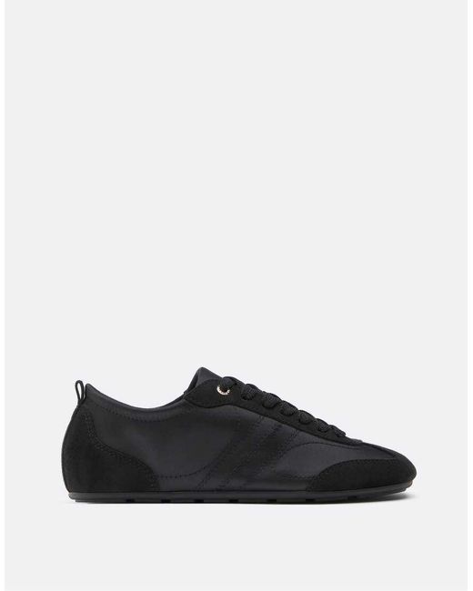Stradivarius Black Satin-effect Trainers With Thin Soles