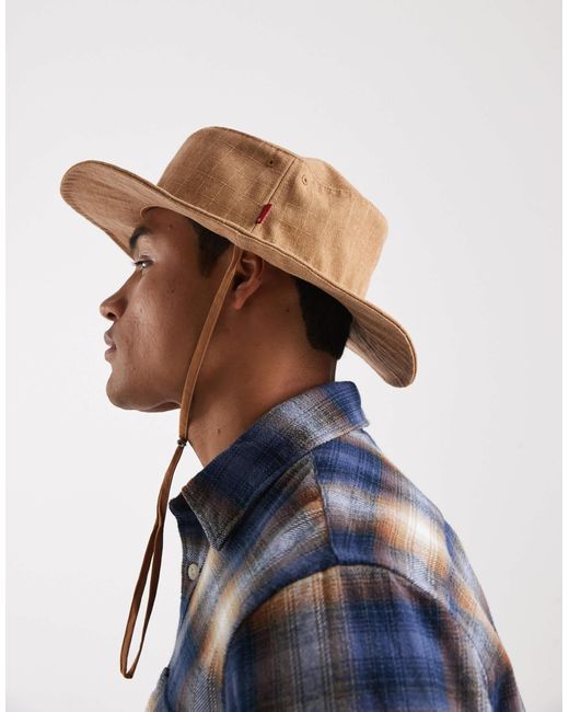 Levi's Brown Tonal Logo Drawstring Bucket Hat for men