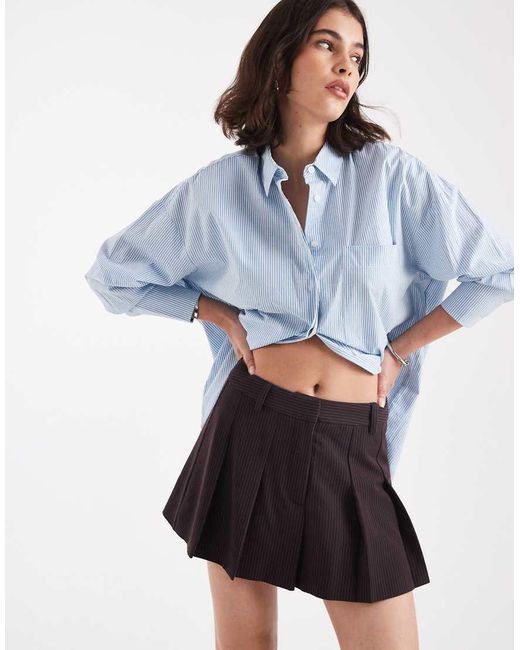 ASOS Blue Tailored Pleated Mini Skort
