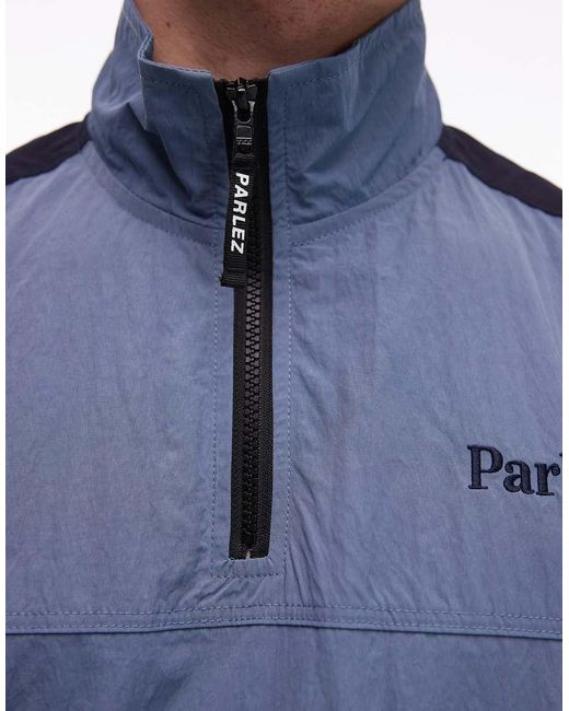 Parlez Blue Pulse 1/4 Zip Windbreaker Jacket for men