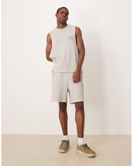 ASOS Natural Heavyweight Co-ord Boxy Relaxed Tank With Chest Embroidery for men
