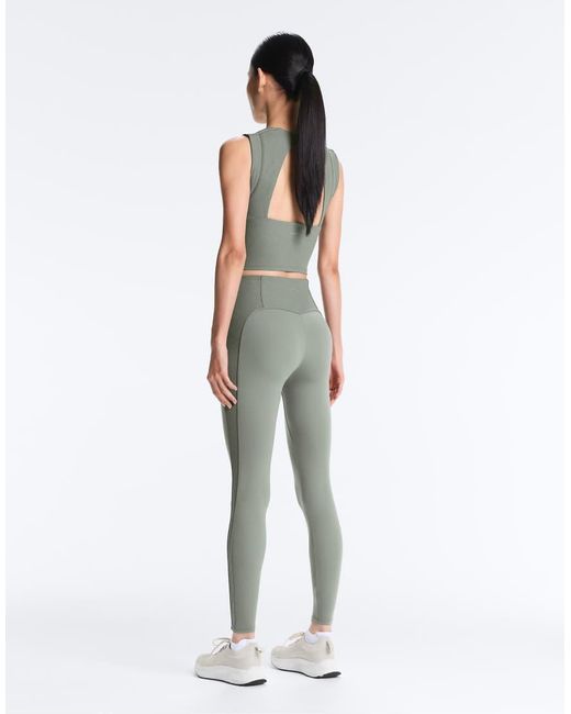 Oysho White Comfortlux High Rise Rib Ankle-length leggings
