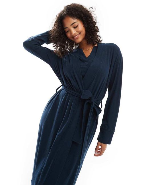 ASOS Geribbelde Badjas in het Blue