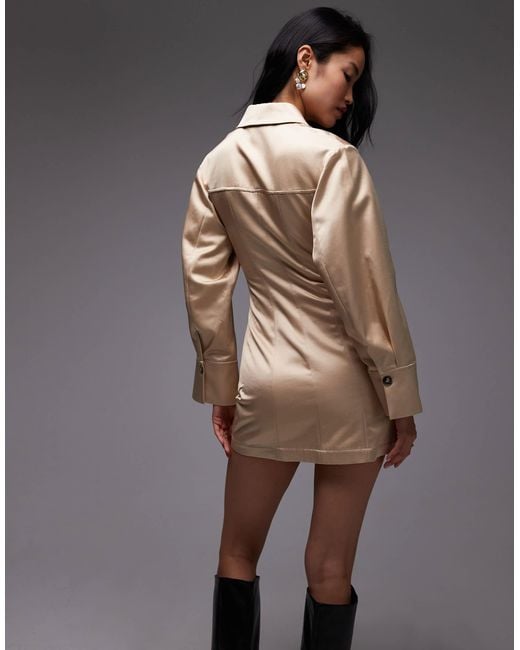 & Other Stories Mini Dress With Volume Sleeves in Brown | Lyst