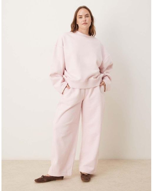 ASOS Pink Asos Design Curve Premium 500gsm Seamed Barrel Leg jogger