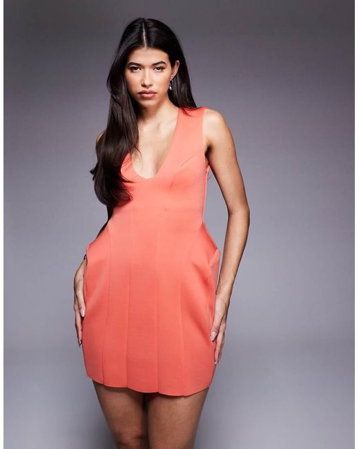 ASOS Gray Sculpted Mini Dress With Scoop Neck