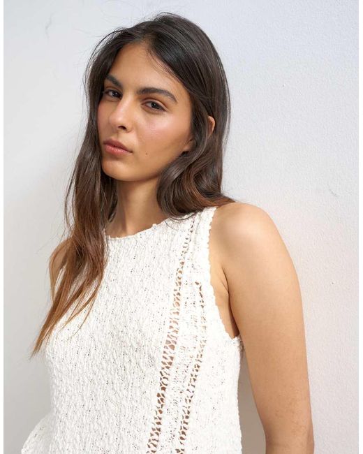 TOPSHOP White Knitted Pointelle Vest Co-Ord