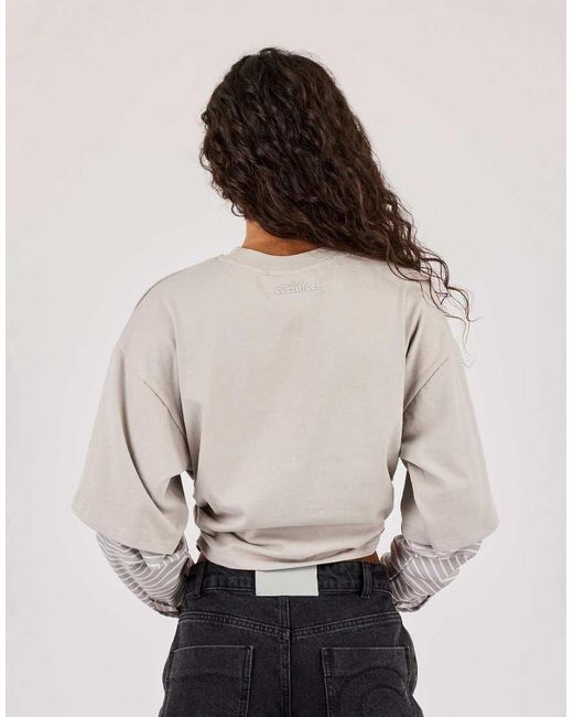 CERNUCCI Natural Cropped Oversized T-Shirt With Layered Shirt