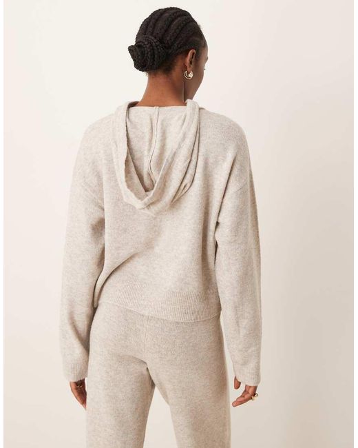 Jdy Natural Slouchy Knitted Hoodie Co-ord