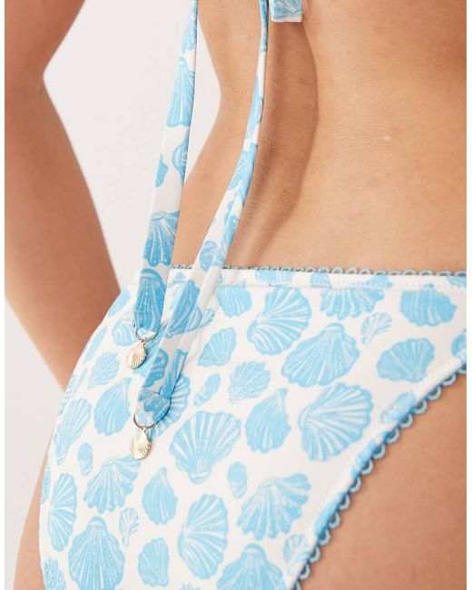 Peek & Beau Blue Shell Print Triangle Bikini Top