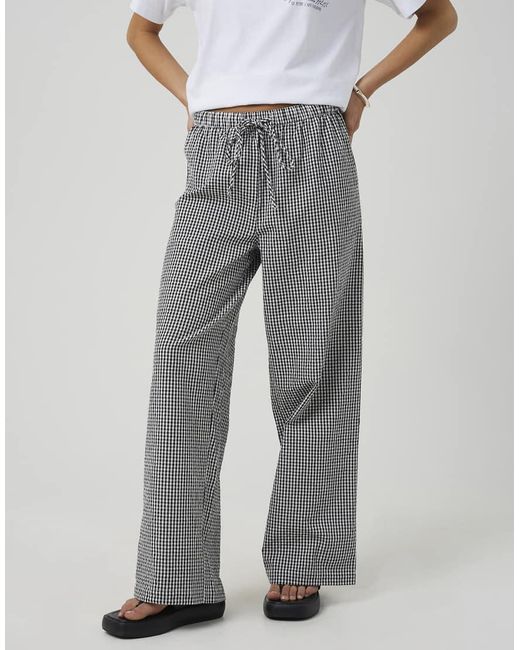 Brave Soul Gray Cotton Gingham Straight Leg Trousers