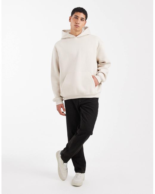 ASOS – locker geschnittener basic-kapuzenpullover in Natural für Herren