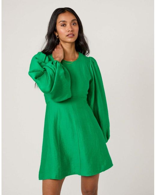 Nobody's Child Green Balloon Sleeve Nicki Mini Dress