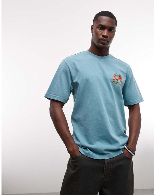 Stan Ray Blue Chilli Graphic Back Print Short Sleeve T-shirt for men