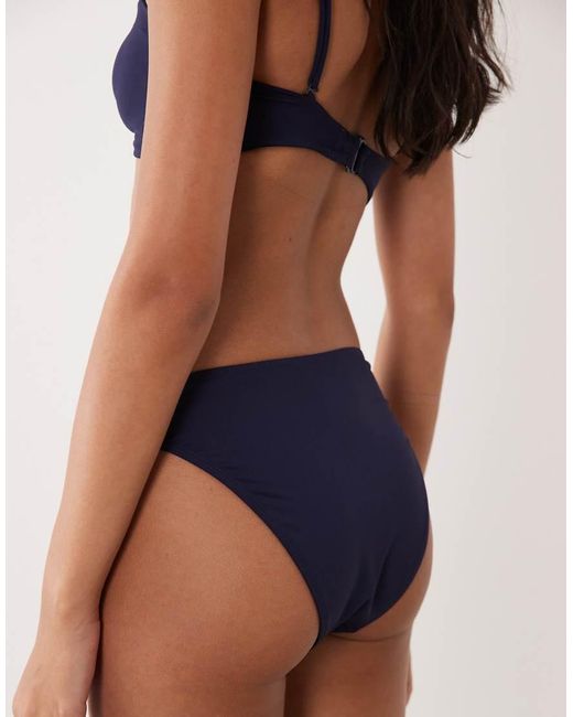 GOOD AMERICAN Blue Matte Good Waist Cheeky Bikini Bottoms