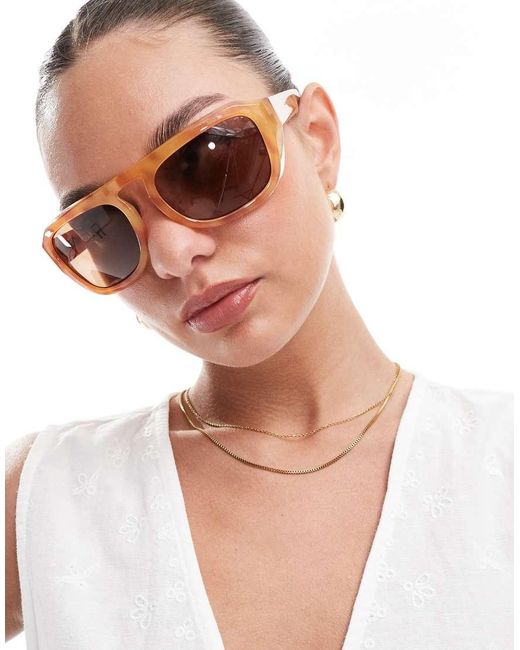 Gafas De Sol Color Ámbar Tostado Extragrandes Con Diseño Envolvente Max De A.Kjærbede de color White