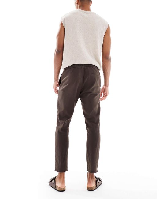 Only & Sons – verkürzte hose aus leinenmix in White für Herren