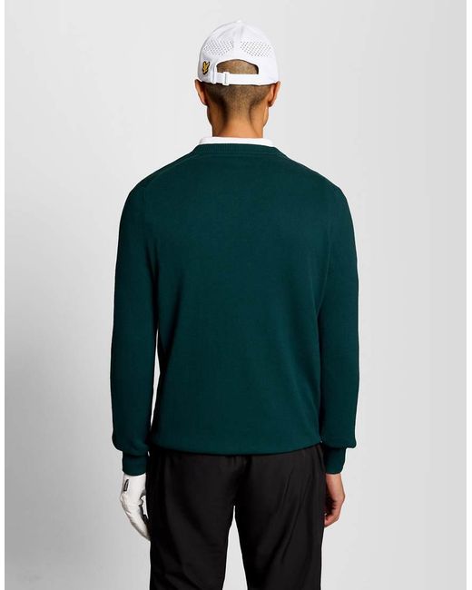 Lyle & Scott Green Mid Knits Golf 1874 V Neck Pullover for men