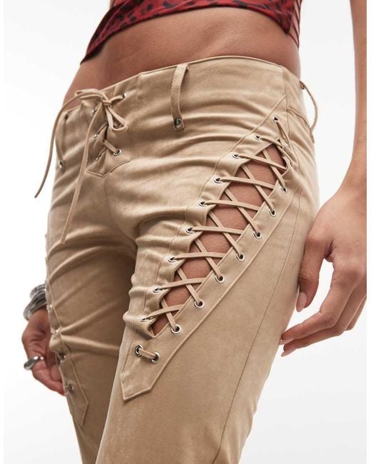 I.AM.GIA Brown Xenia Faux Suede Lace Up Trousers