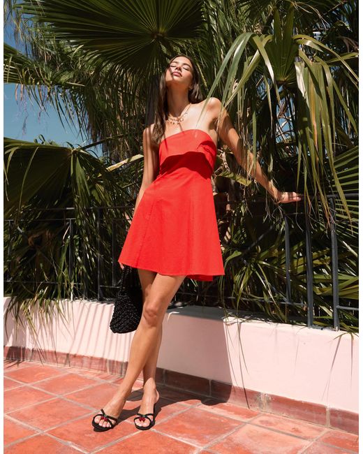 ASOS Red Fold Over Bandeau Mini Dress