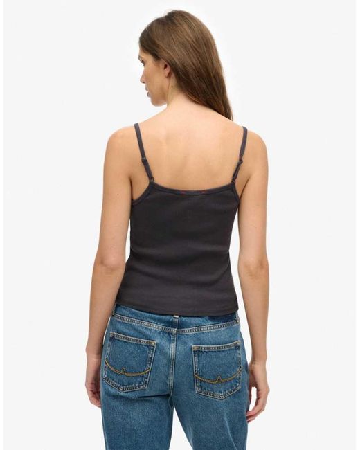 Superdry Blue Athletic Essentials Graphic Button Cami Top