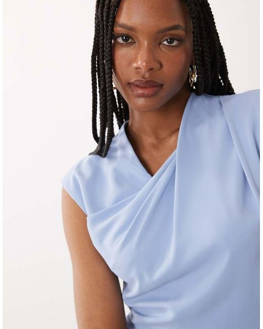 ASOS Blue Asos Design Tall Twist Neck Slinky Midi Dress