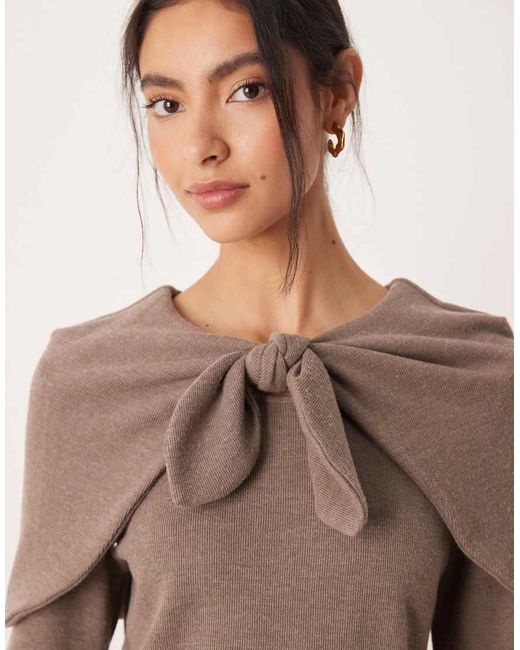 ASOS Brown Supersoft Shoulder Tie Detail Jumper