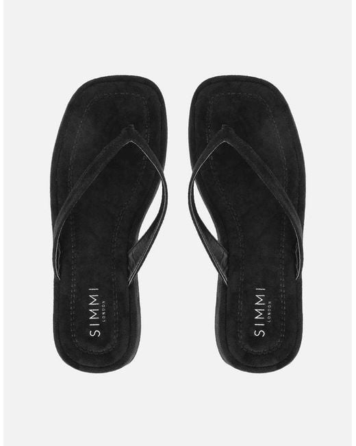 SIMMI Black Kimmie Flatform Toe Post Sandals